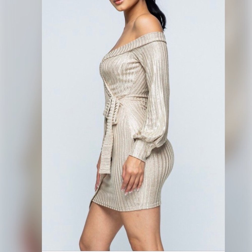 24K Gold & Glam Wrap Dress - Picture 6 of 7